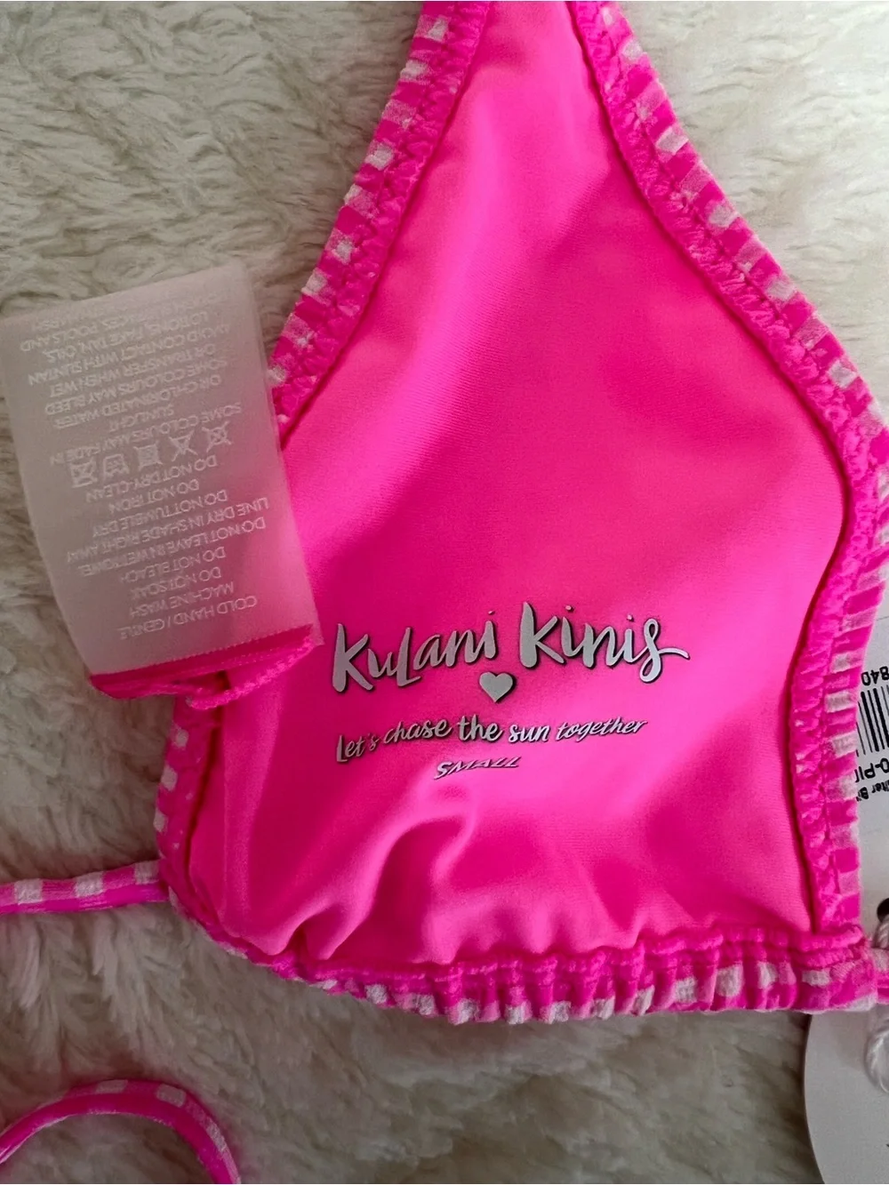 Kulani Kinis Pink Gingham Bikini Set S NWT Halter Top High Waist Cheeky Shorts